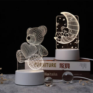 Đèn Ngủ Để Bàn 3D 3 Chế Độ Ánh Sáng Vàng, Trắng Trang Trí Phòng Cực Đẹp