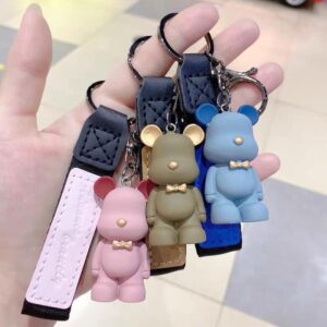 Móc  Khóa Hình Chú Gấu Bearbrick Đeo Nơ Đáng Yêu Thời Trang