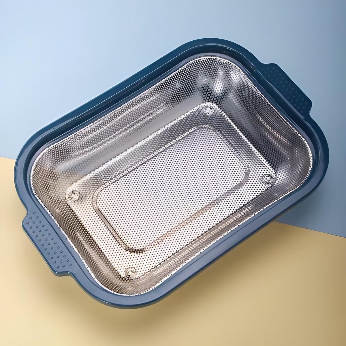 Rổ Lưới Inox Chữ Nhật Có Quai Mã 3524 Size Lớn (Cái