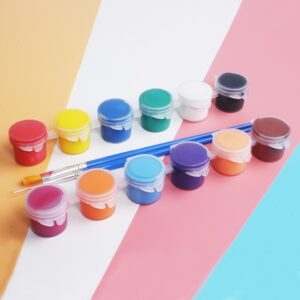 Set 6 Màu Vẽ 3Ml  Và 1 Cọ Mini Vẽ Áo, Tô Tượng Thạch Cao, Vẽ 3D, Giày, Thủy Tinh, Gỗ