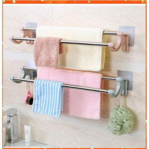 Thanh Đôi Treo Khăn Nhà Tắm Dán Tường Tiện Lợi 36x14cm
