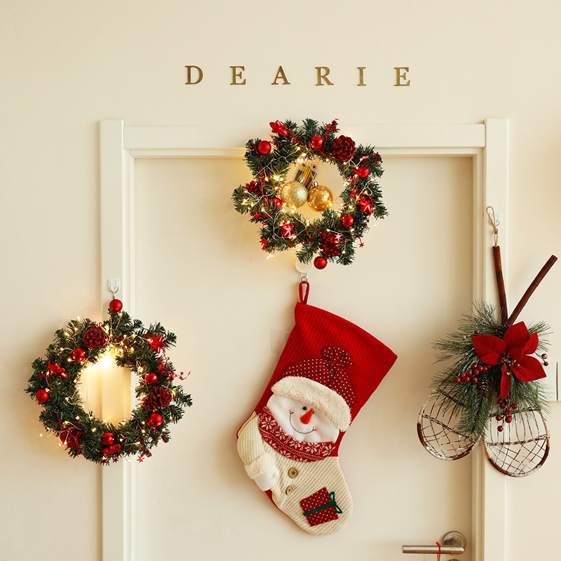 Vòng Hoa Trang Trí Noel 40Cm Có Đèn