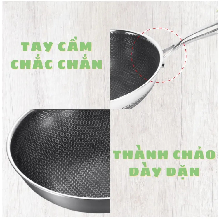 Chảo Chống Dính 5 Lớp Inox 304 Vân Tổ Ong Đáy Bằng Sâu 28Cm Chảo Chống Dính 5 Lớp Inox 304 Vân Tổ Ong Đáy Bằng Sâu 28Cm