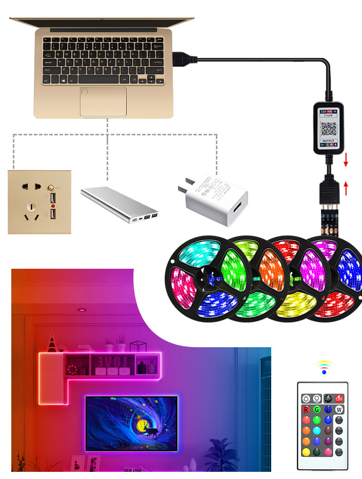 Dây Đèn Led 1M Kết Nối Bluetooth Có Remote