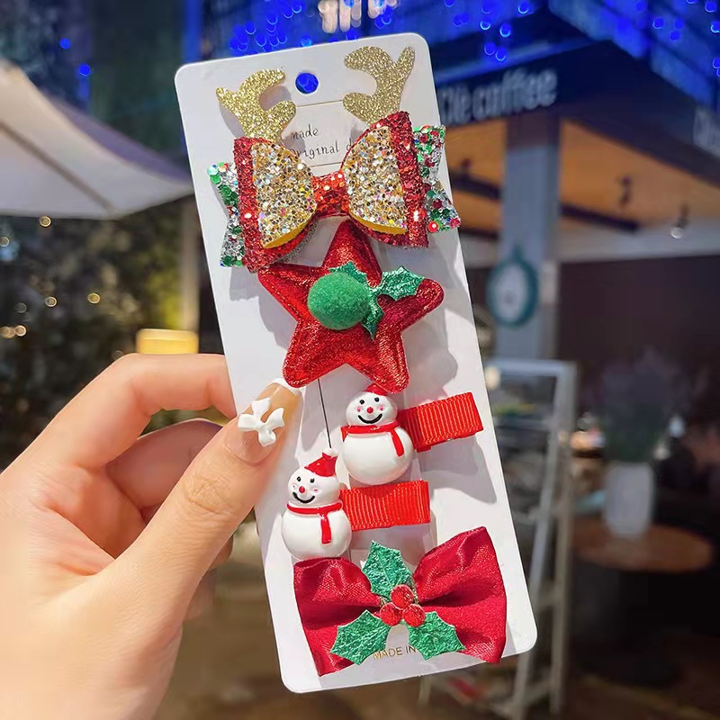 Set 5 Kẹp Tóc Noel Cho Bé Gái Siêu Xinh Set 5 Kẹp Tóc Noel Cho Bé Gái Siêu Xinh