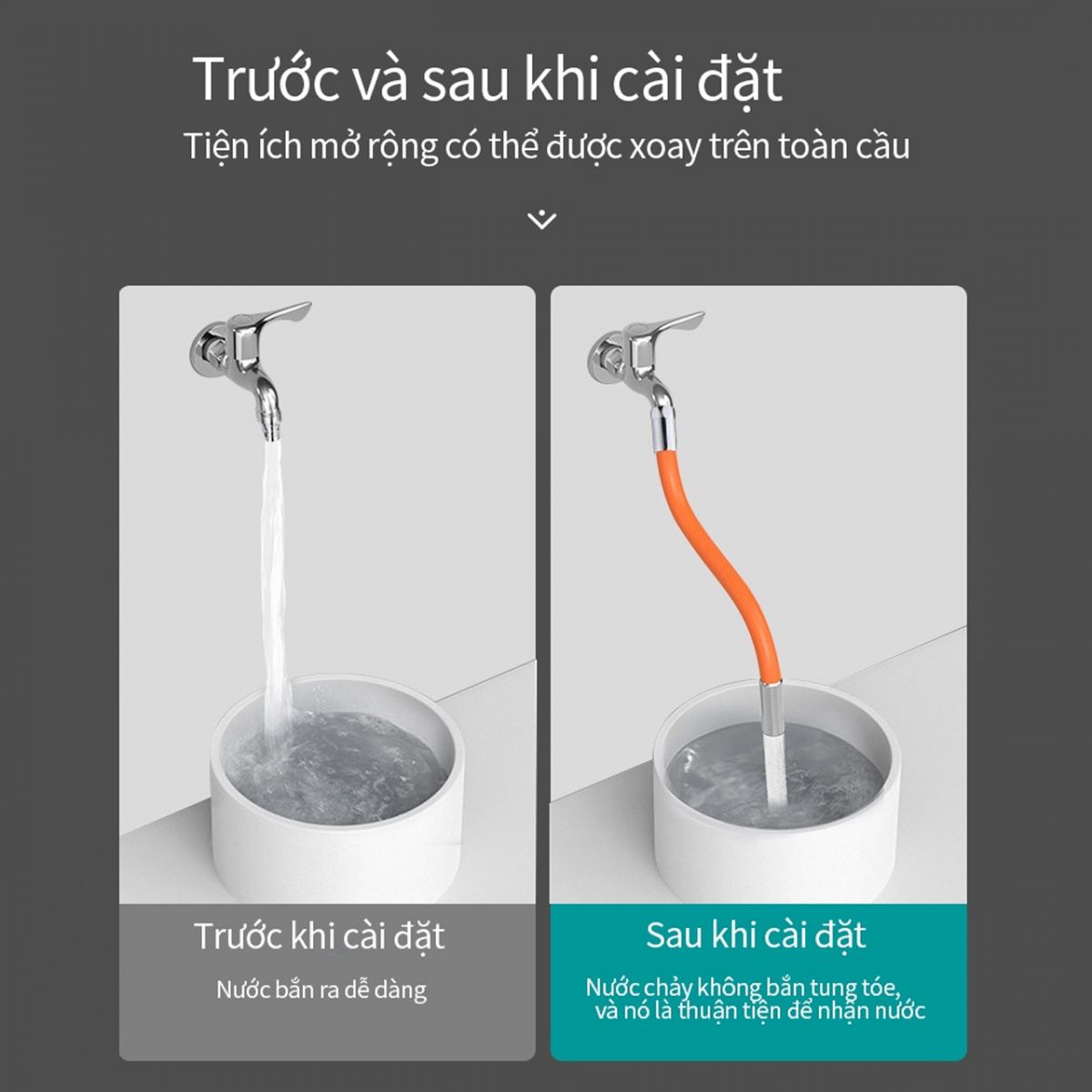 Ống Nối Dài Vòi Nước Bằng Silicon Xoay 720 Độ Tiện Dụng