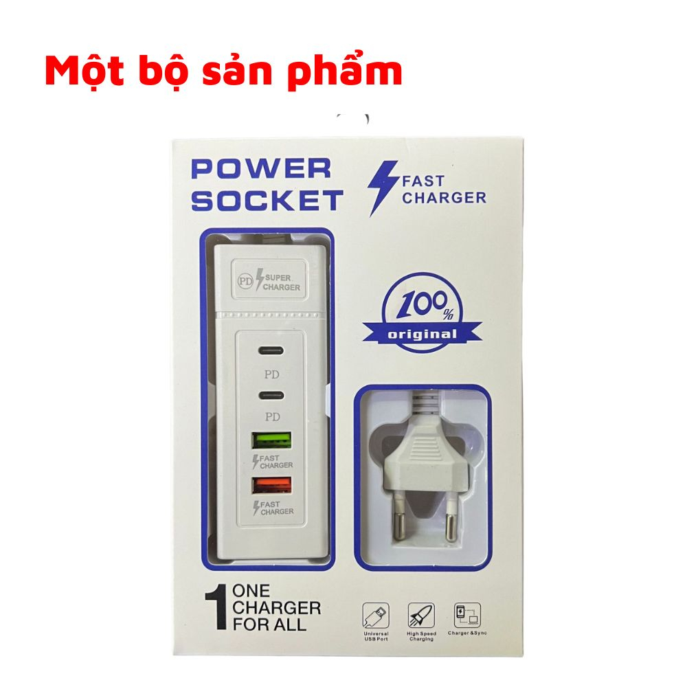 Ổ Cắm Sạc Điện Thoại Tích Hợp Sẵn 2 Cổng Sạc Pd + 2 Cổng Usb Sạc Nhanh