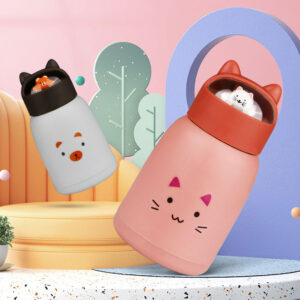 Bình Đựng Nước Lõi Thuỷ Tinh Bọc Nhựa Hoạt Hình Siêu Xinh 360ml