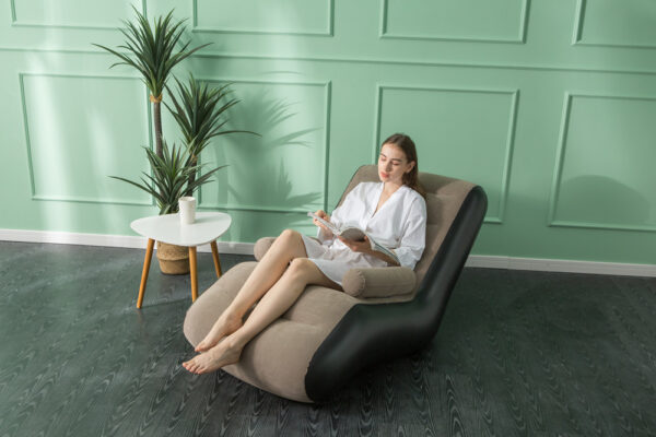 Ghế Hơi Tựa Lưng, Ghế Hơi Sofa Bọc Nhung Có Tay Vịn, Mềm Mịn, Chất Lượng Cao