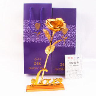 Hoa Hồng Mạ Vàng 24K Đế Chữ Love Có Hộp Đựng Sang Trọng
