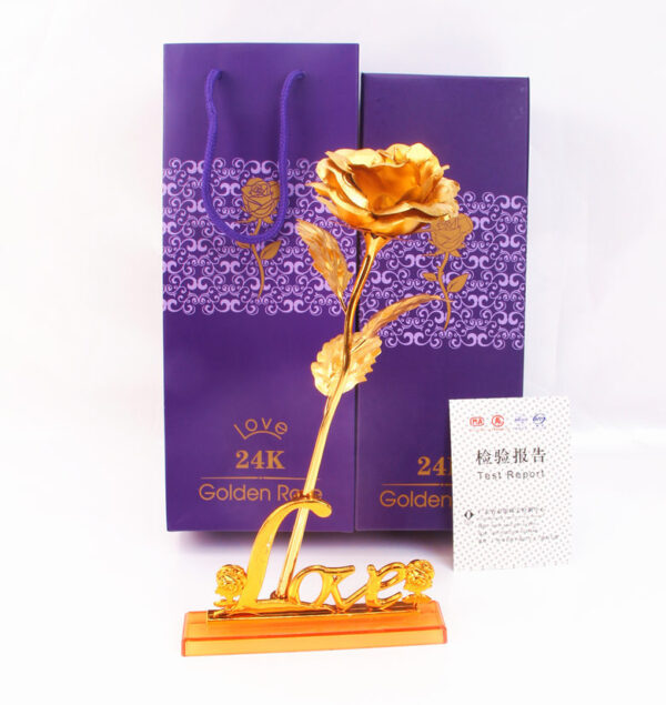 Hoa Hồng Mạ Vàng 24K Đế Chữ Love Có Hộp Đựng Sang Trọng