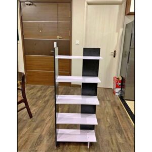 Kệ Góc Tường 5 Tầng Trắng Đen Bằng Gỗ