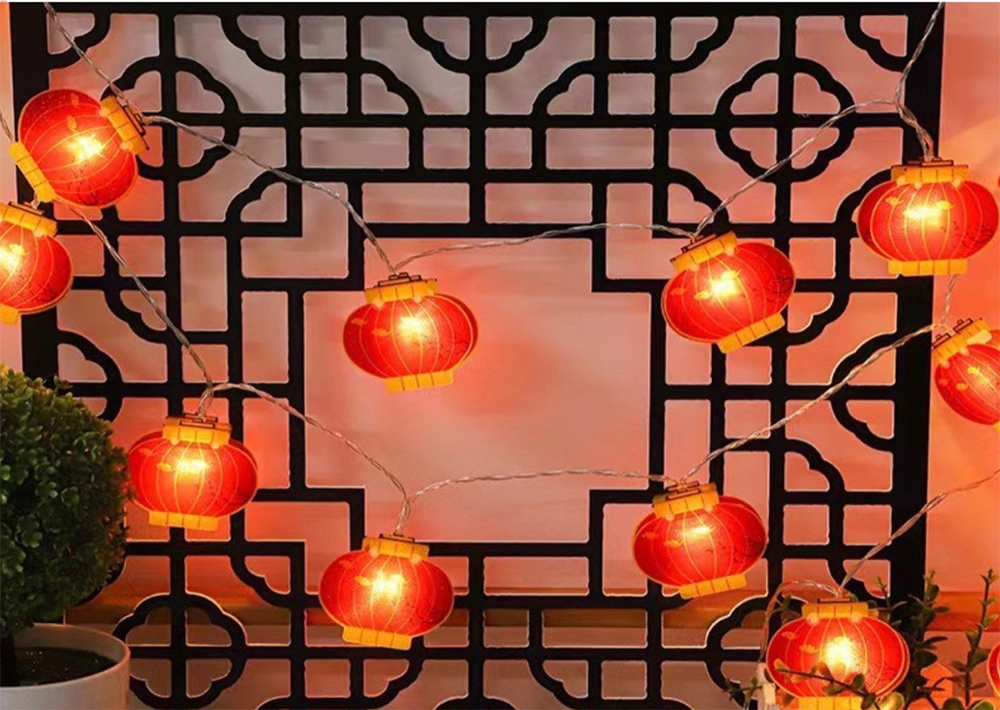 Dây Đèn Trang Trí 5M 16 Bóng Hình Đèn Lồng Trang Trí Dịp Lễ, Tết