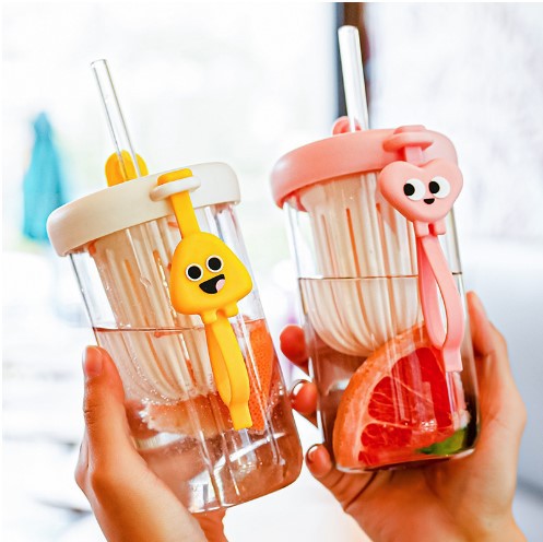 Cốc Uống Nước Thủy Tinh Detox Có Lọc Trà Và Ống Hút 450 Ml Cốc Uống Nước Thủy Tinh Detox Có Lọc Trà Và Ống Hút 450 Ml