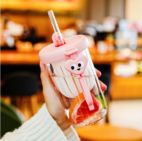 Cốc Uống Nước Thủy Tinh Detox Có Lọc Trà Và Ống Hút 450 Ml Cốc Uống Nước Thủy Tinh Detox Có Lọc Trà Và Ống Hút 450 Ml