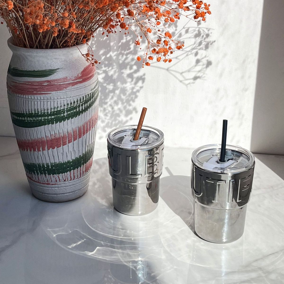 Cốc Uống Nước, Cafe Cao Cấp 400Ml Có Ống Hút Decor Xinh Xắn