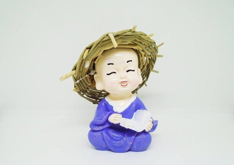 Bộ 4 Chú Tiểu Cầm Kỳ Thi Họa Đội Nón Rơm