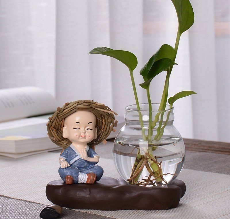 Bộ 4 Chú Tiểu Cầm Kỳ Thi Họa Đội Nón Rơm