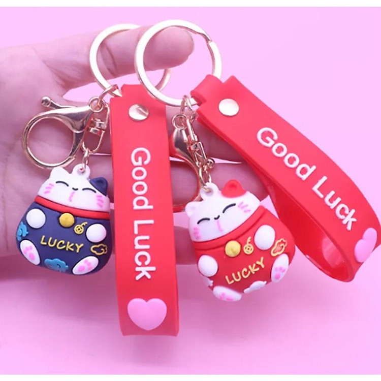 Móc Khoá Mèo Thần Tài May Mắn Nhiều Màu Sắc