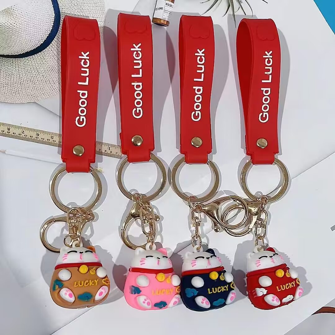 Móc Khoá Mèo Thần Tài May Mắn Nhiều Màu Sắc