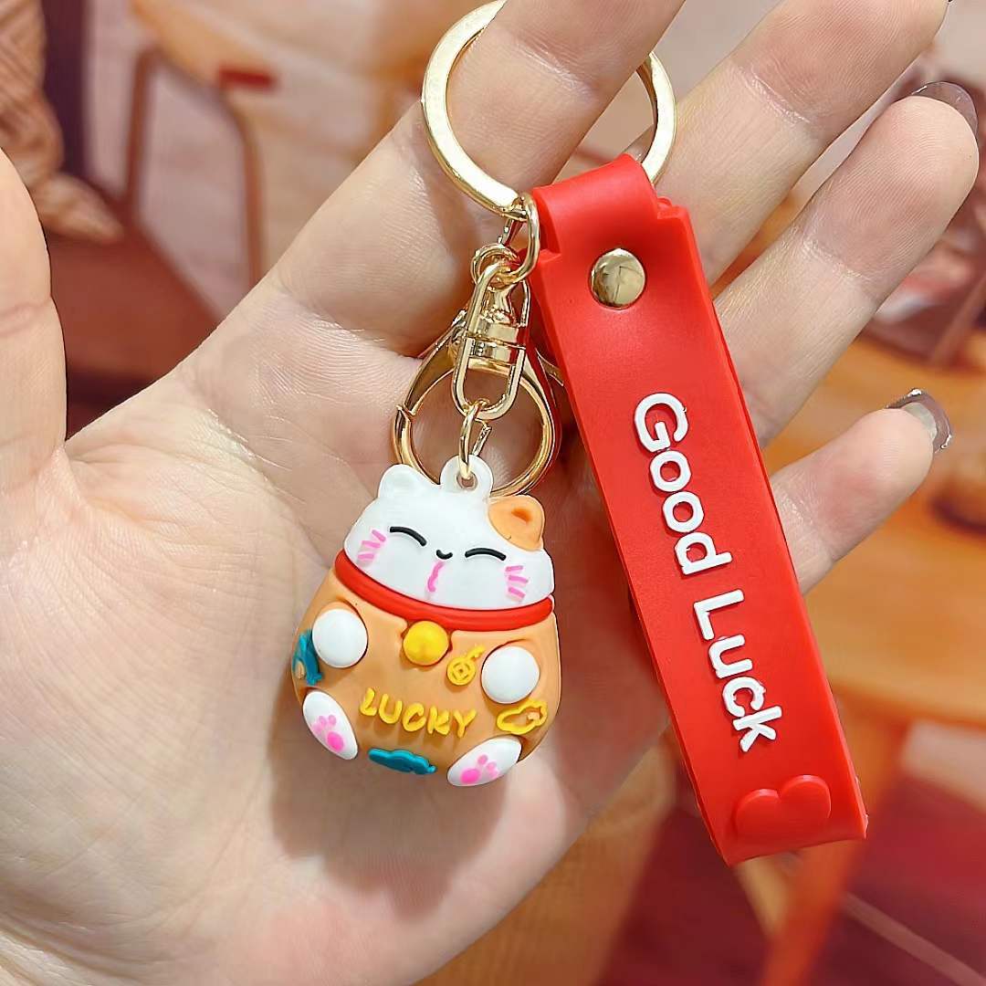 Móc Khoá Mèo Thần Tài May Mắn Nhiều Màu Sắc