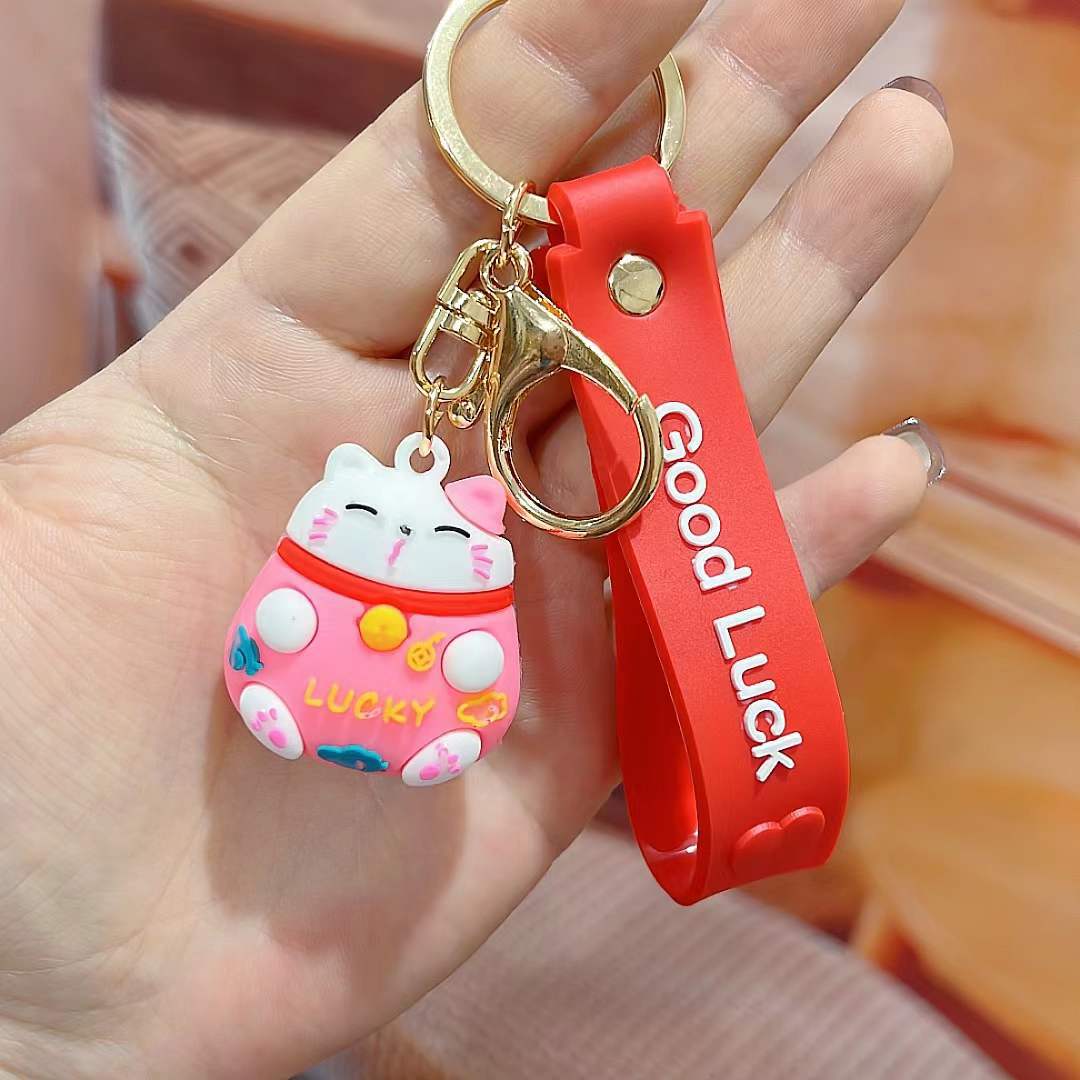 Móc Khoá Mèo Thần Tài May Mắn Nhiều Màu Sắc