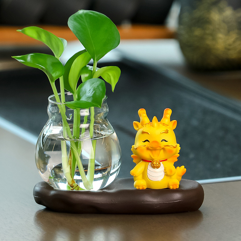 Bình Thủy Sinh Mô Hình Rồng Vàng May Mắn Trồng Cây, Nuôi Cá