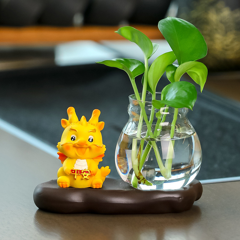 Bình Thủy Sinh Mô Hình Rồng Vàng May Mắn Trồng Cây, Nuôi Cá