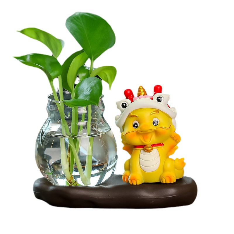 Bình Thủy Sinh Mô Hình Rồng Vàng May Mắn Trồng Cây, Nuôi Cá