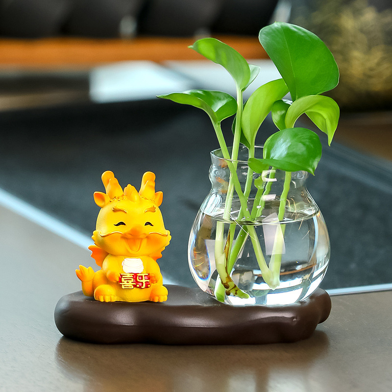 Bình Thủy Sinh Mô Hình Rồng Vàng May Mắn Trồng Cây, Nuôi Cá