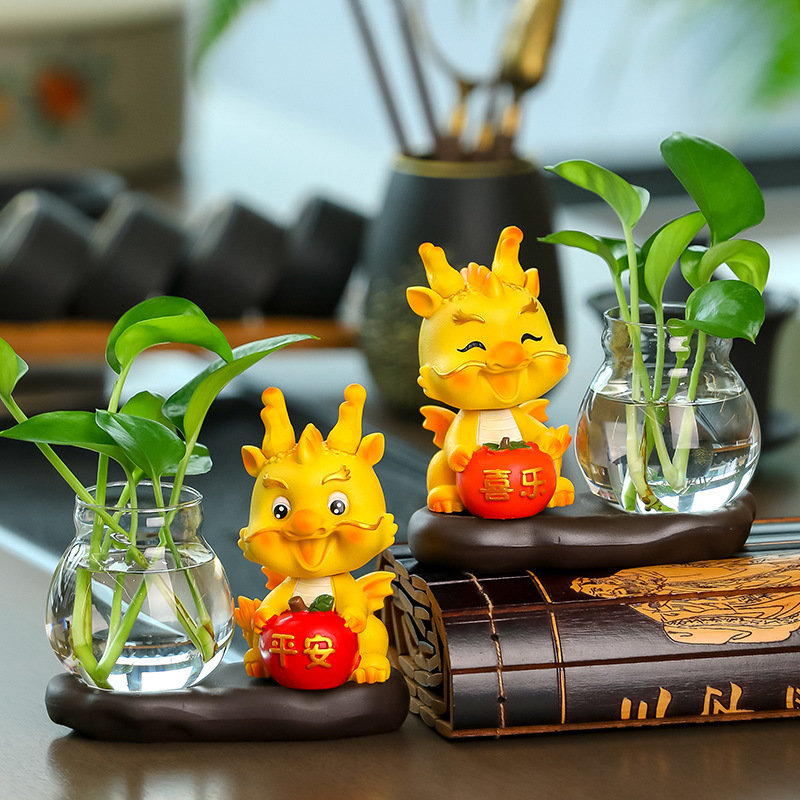 Bình Thủy Sinh Mô Hình Rồng Vàng May Mắn Trồng Cây, Nuôi Cá