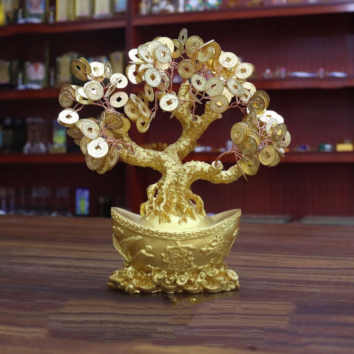 Cây Thỏi Vàng Rồng Phụng Đồng Xu 24.5Cm Trang Trí Nhà Cửa, Bàn Làm Việc Cây Thỏi Vàng Rồng Phụng Đồng Xu 24.5Cm Trang Trí Nhà Cửa, Bàn Làm Việc