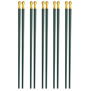 Bộ 5 Đôi Đũa Màu Xanh Cán Vàng Chống Trượt Cao Cấp Tiện Lợi