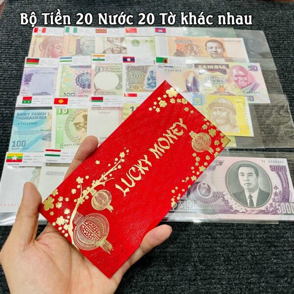 Bộ Lì Xì 20 Tờ Tiền Thật 20 Quốc Gia Lucky Money