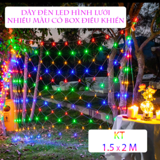 Đèn Led Lưới Mắt Cáo Chống Nước Trang Trí Trong Nhà Và Ngoài Trời 2x1.5m Có Hộp Điều Khiển