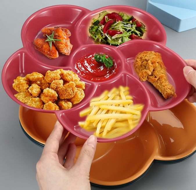 Khay Nhựa Đựng Đồ Ăn, Hoa Quả Hình Bông Hoa 5 Cánh Khay Nhựa Đựng Đồ Ăn, Hoa Quả Hình Bông Hoa 5 Cánh