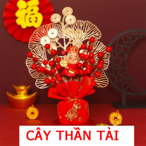 Nhánh Cây Thần Tài Tiền Vàng Decor Trang Trí Tết Cực Sang Trọng 27x21cm