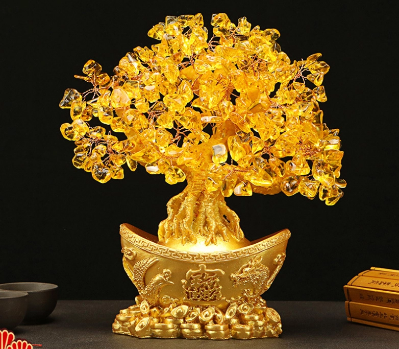 Cây Thỏi Vàng Rồng Phụng Pha Lê 24.5Cm Trang Trí Nhà Cửa, Bàn Làm Việc Cây Thỏi Vàng Rồng Phụng Pha Lê 24.5Cm Trang Trí Nhà Cửa, Bàn Làm Việc