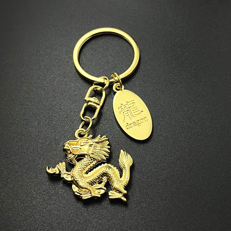 Móc Khoá Kim Loại Hình Rồng Mạ Vàng Sang Trọng