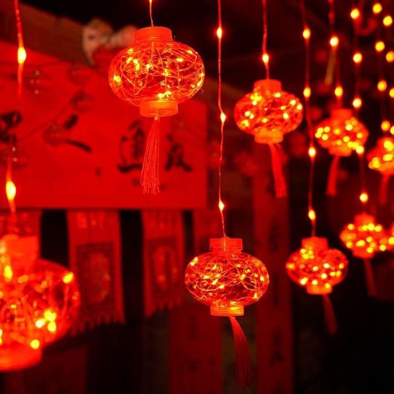Hình Đèn Lồng Đỏ Trang Trí Tết Năm Mới Dài 3M