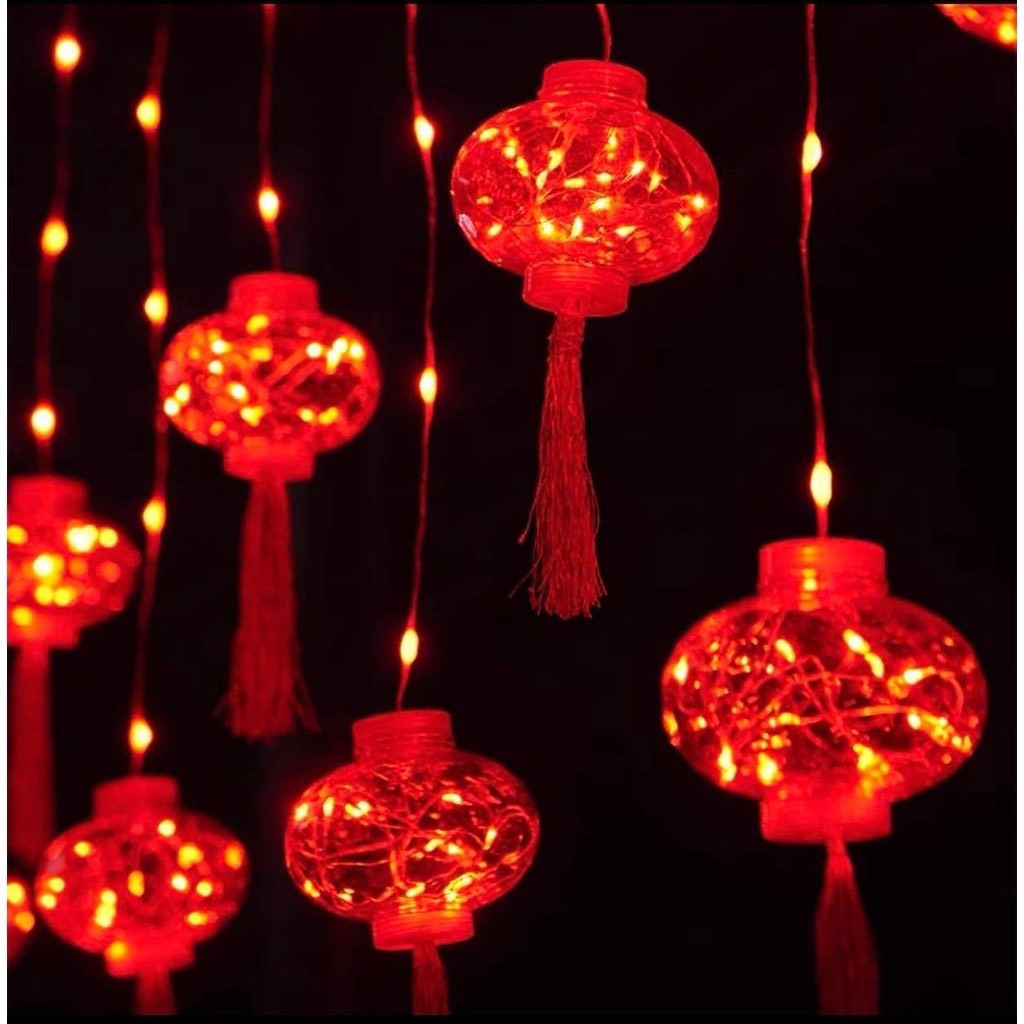 Hình Đèn Lồng Đỏ Trang Trí Tết Năm Mới Dài 3M