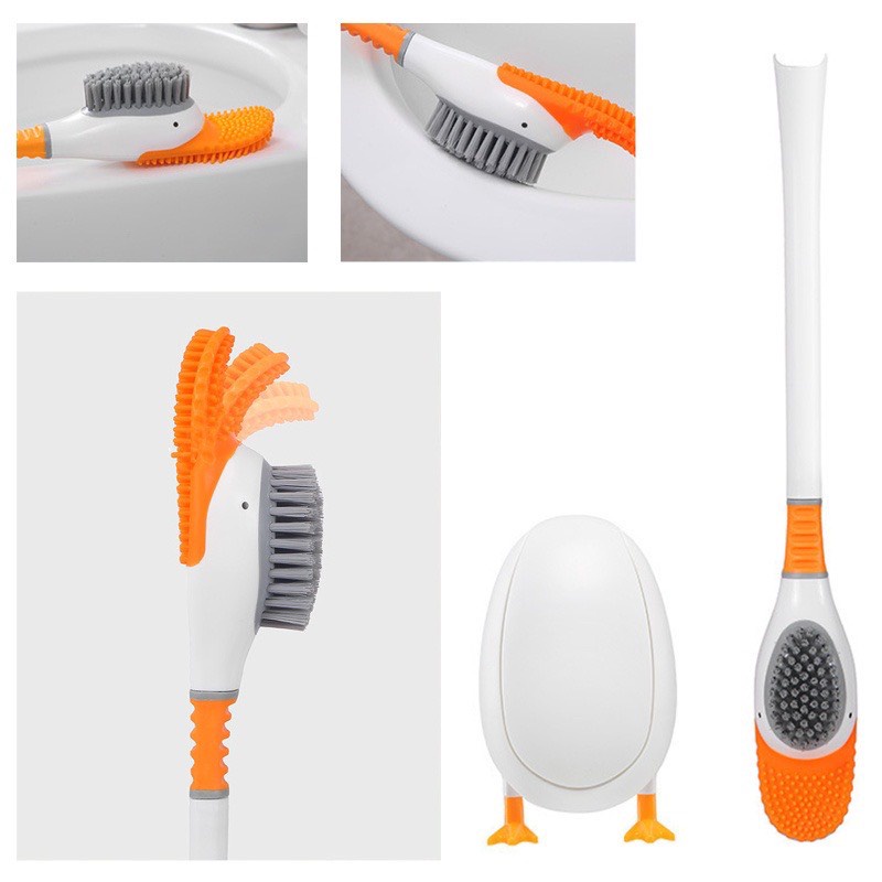 Bàn Chải Silicon Vệ Sinh Bồn Cầu Thiết Kế Hình Chú Vịt Độc Đáo