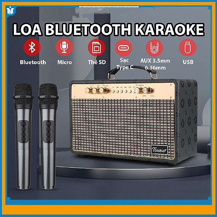 Loa Xách Tay Bluetooth Tw318- Tặng Kèm 2 Micro Không Dây, Âm Thanh Sóng Động Chất Lượng Cao