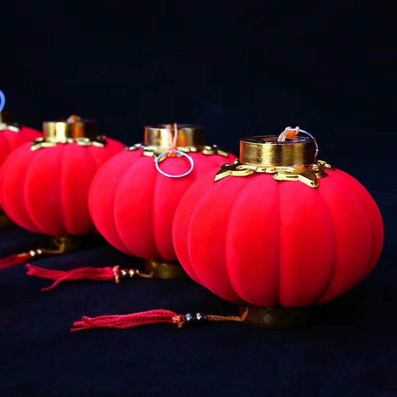 Set 20 Lồng đèn Nhung đỏ Nhí Trang Trí Tết Cực đẹp