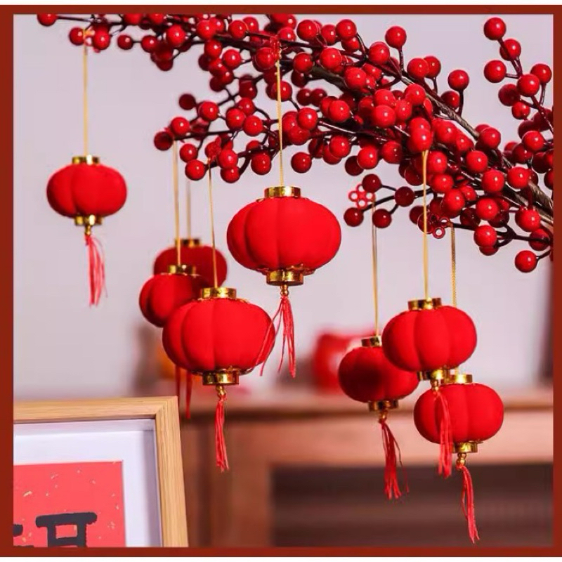 Set 20 Lồng đèn Nhung đỏ Nhí Trang Trí Tết Cực đẹp