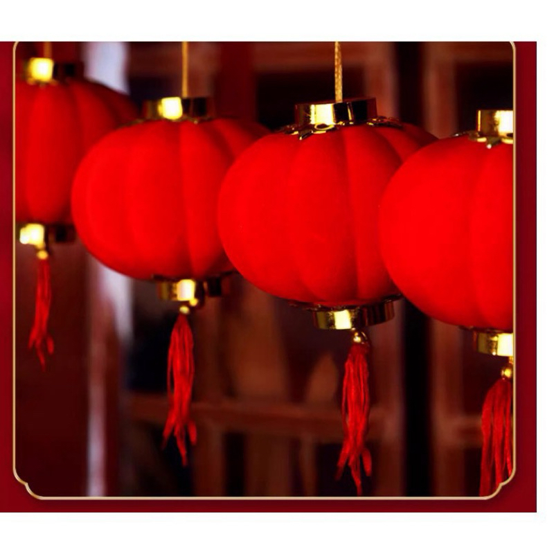 Set 20 Lồng đèn Nhung đỏ Nhí Trang Trí Tết Cực đẹp