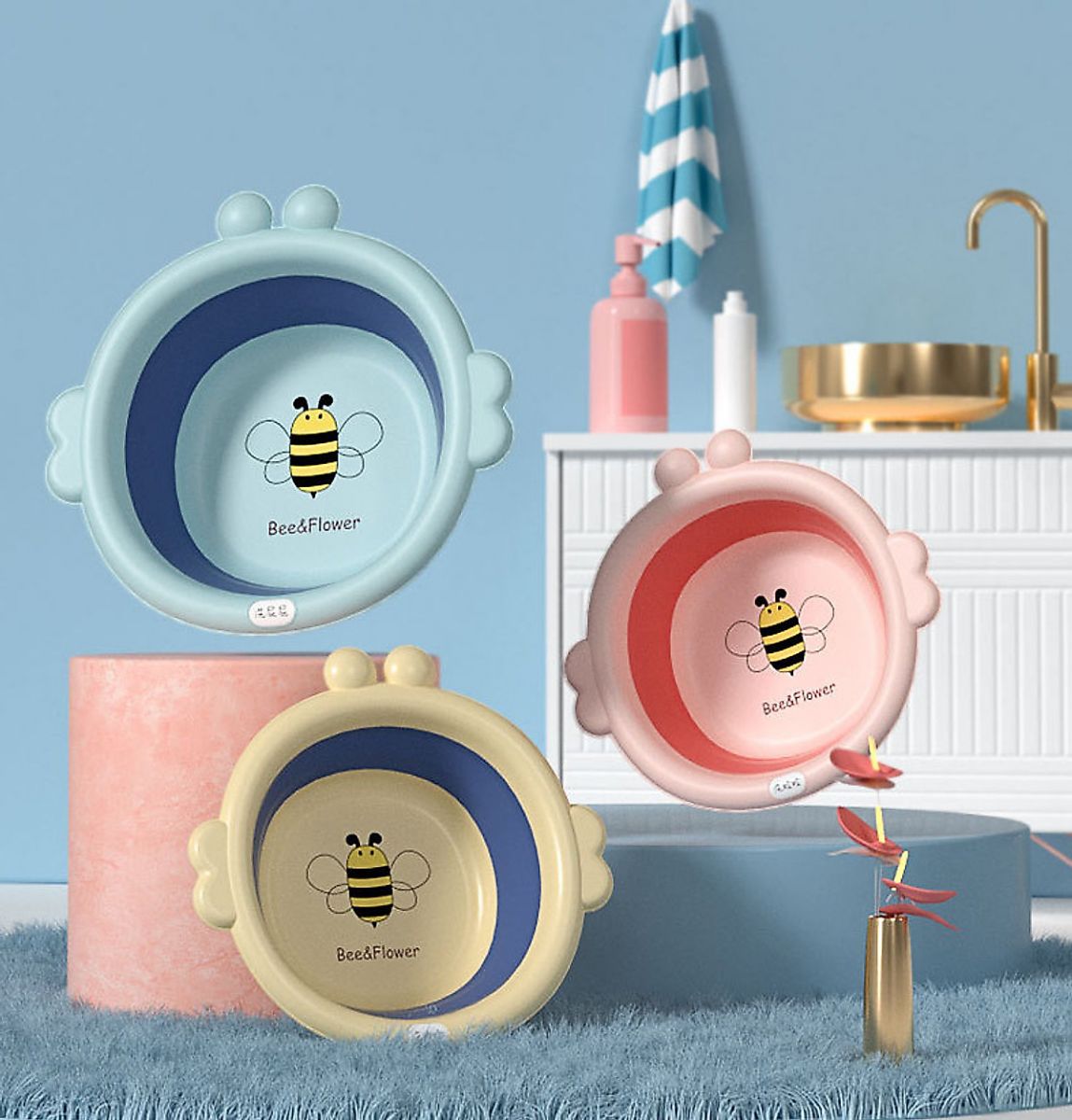 Chậu Rửa Mặt Gấp Gọn Cho Bé Hình Con Ong Dễ Thương Chậu Rửa Mặt Gấp Gọn Cho Bé Hình Con Ong Dễ Thương