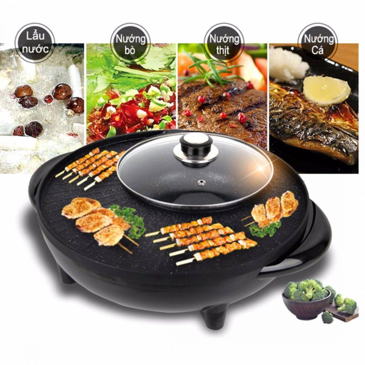 Chảo Lẫu Nướng Đa Năng Hình Tròn 36cm OuniKa