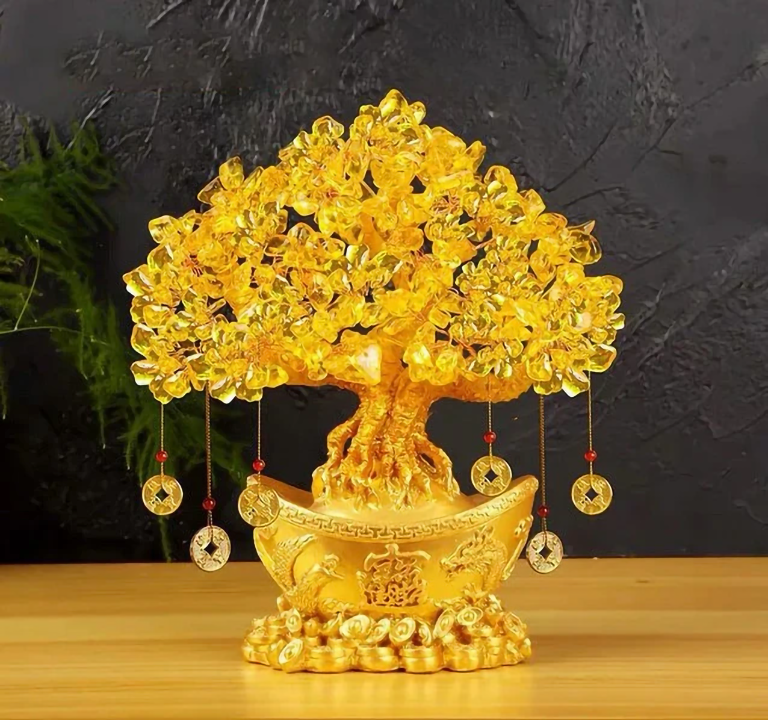 Cây Thỏi Vàng Rồng Phụng Pha Lê 24.5Cm Trang Trí Nhà Cửa, Bàn Làm Việc Cây Thỏi Vàng Rồng Phụng Pha Lê 24.5Cm Trang Trí Nhà Cửa, Bàn Làm Việc