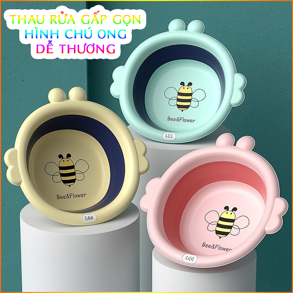 Chậu Rửa Mặt Gấp Gọn Cho Bé Hình Con Ong Dễ Thương Chậu Rửa Mặt Gấp Gọn Cho Bé Hình Con Ong Dễ Thương